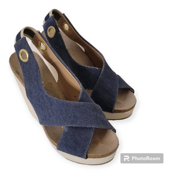 Splendid Blue Textile Wedges Size 8.5 US - Picture 5 of 7